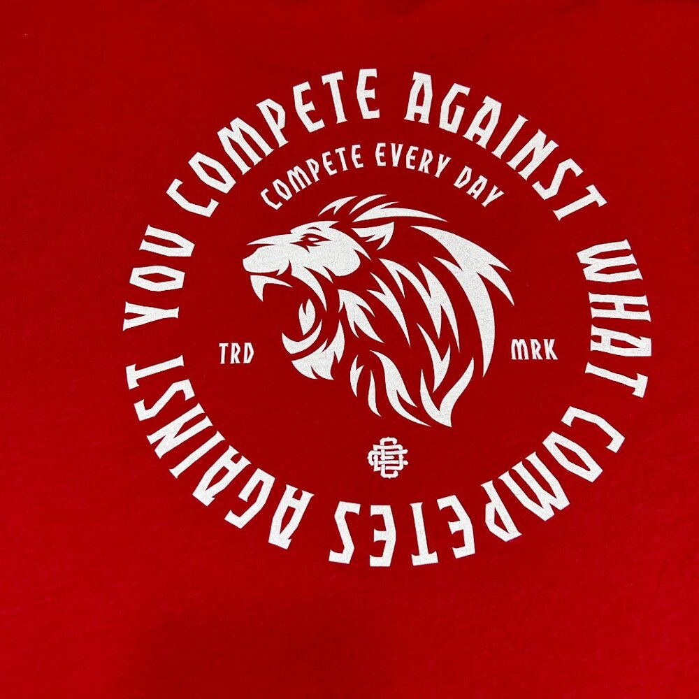 Compete Every Day Red "BE THE LION" Graphic T-Shirt Men's Size 3XL Workout Tee